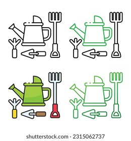 Agriculture tools icon design in four variation color