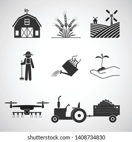 Agriculture and tractor icon set illustration