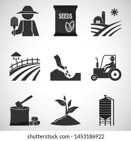 Agriculture and tractor icons set illustration