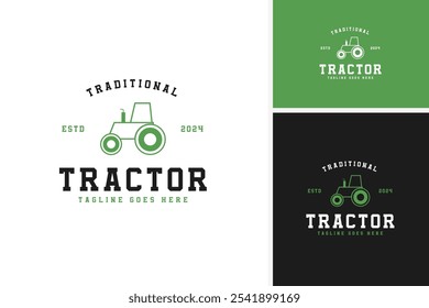 Design de logotipo trator agrícola para agricultura e cultura ilustração