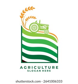 Agriculture with Tractor logo design vector template