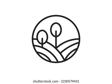 agriculture tree logo circle combination, unique concept. farm symbol icon