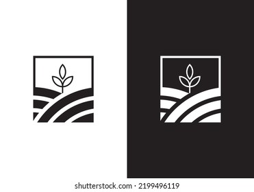 agriculture tree logo square combination, unique concept. farm symbol icon