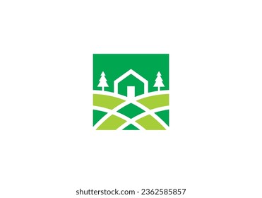 agriculture tree logo square combination, unique concept. farm symbol icon