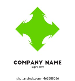Agriculture type logo template arrow leaf negative space design illustration