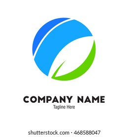 Agriculture type logo template blue sky circle leaf negative space design illustration