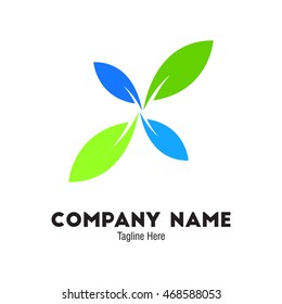 Agriculture type logo template four leaves with letter N negative space design illustration