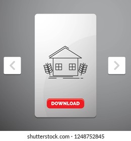 agriculture, urban, ecology, environment, farming Line Icon in Carousal Pagination Slider Design and Red Download Button
