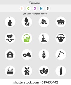 agriculture vector icons for user interface design