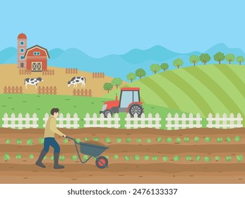 Ilustración vectorial agrícola.
paisaje agrícola.