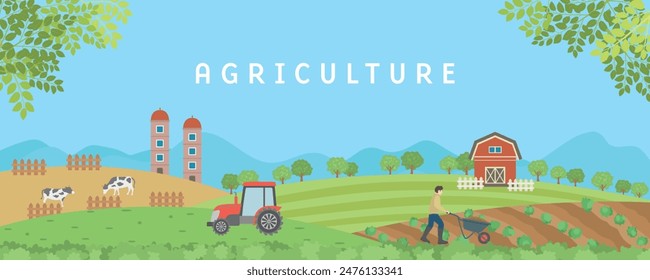 Ilustración vectorial agrícola.
paisaje agrícola.