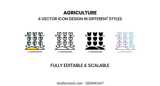 Agriculture Vector illustration icons in different style