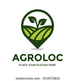 Agriculture vector logo template. This design use location or map symbol. Suitable for nature or environment.