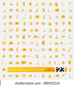 agriculture vector sticker icons with shadow. Paper cut