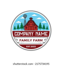 Agriculture vintage style with barn house logo design