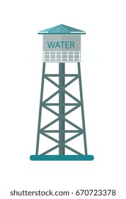 Agriculture water tower icon. Rural industrial farm equipment isolated vector illustration in flat design.