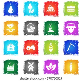 agriculture web icons in grunge style for user interface design