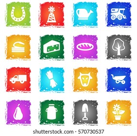 agriculture web icons in grunge style for user interface design