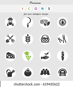 agriculture web icons for user interface design