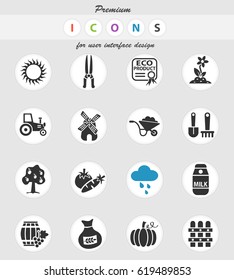 agriculture web icons for user interface design