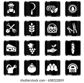 agriculture web icons for user interface design