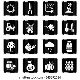 agriculture web icons for user interface design