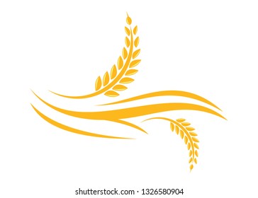 agriculture wheat logo design vector template icon isolated
