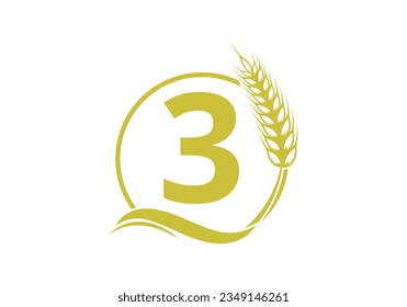Agriculture Wheat Logo On 3 Letter. Agriculture Logo Design Template, Food, Healthy Nutrition Symbol. Logo for agriculture business and company identity