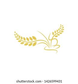 agriculture wheat logo template design with isolated background