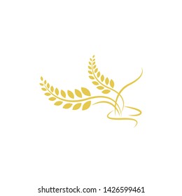 agriculture wheat logo template design with isolated background