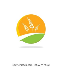 Agricultura trigo Logotipo Plantilla diseño plano
