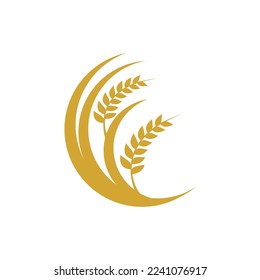 Diseño de iconos de la plantilla de logotipo de trigo agrícola