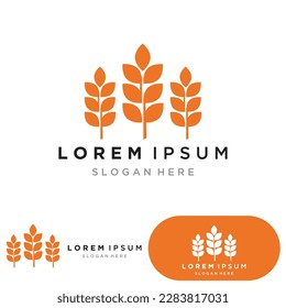 Diseño de iconos vectoriales de la plantilla del logotipo del trigo agrícola