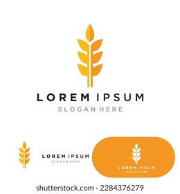 Diseño de iconos vectoriales de la plantilla del logotipo del trigo agrícola