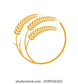 Diseño de icono de vector de plantilla de logotipo de trigo agrícola