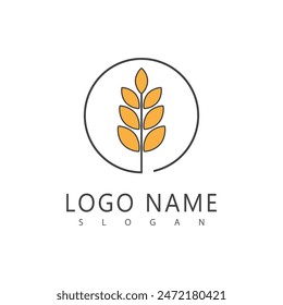 Agriculture wheat logo vector template and symbol