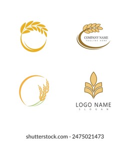 Plantilla y símbolo del Vector del logotipo del trigo agrícola