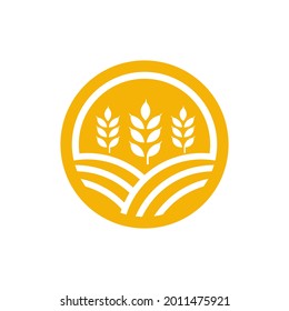 Agriculture wheat rice vector icon design template