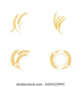 Agriculture wheat rice vector icon design template
