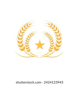 Agriculture wheat rice vector icon design template
