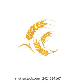 Agriculture wheat rice vector icon design template
