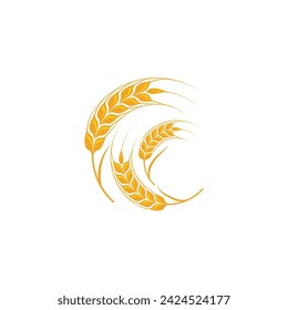 Agriculture wheat rice vector icon design template
