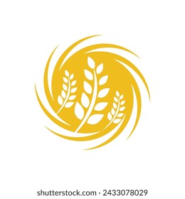 Plantilla de diseño de icono de vector de arroz de trigo agrícola
