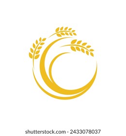 Agriculture wheat rice vector icon design template
