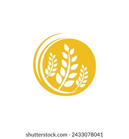 Agriculture wheat rice vector icon design template
