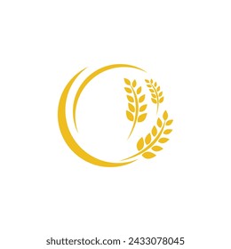 Agriculture wheat rice vector icon design template
