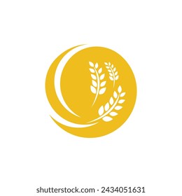 Agriculture wheat rice vector icon design template
