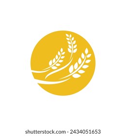 Agriculture wheat rice vector icon design template
