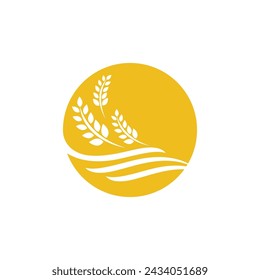 Agriculture wheat rice vector icon design template
