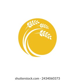 Agriculture wheat rice vector icon design template
